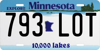 MN license plate 793LOT