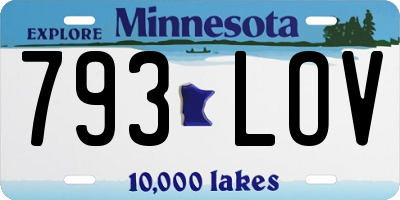 MN license plate 793LOV