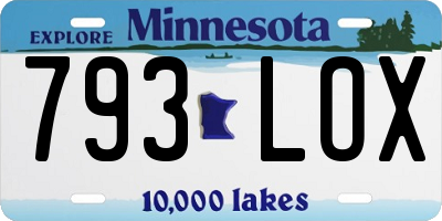 MN license plate 793LOX