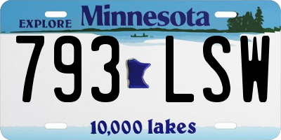 MN license plate 793LSW