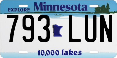 MN license plate 793LUN