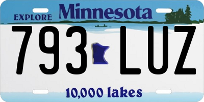 MN license plate 793LUZ