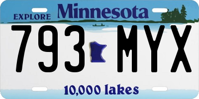 MN license plate 793MYX