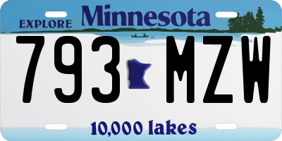 MN license plate 793MZW