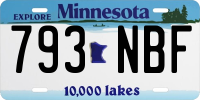 MN license plate 793NBF