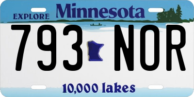 MN license plate 793NOR