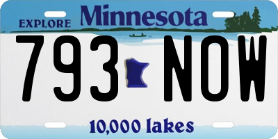 MN license plate 793NOW