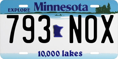 MN license plate 793NOX