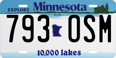 MN license plate 793OSM