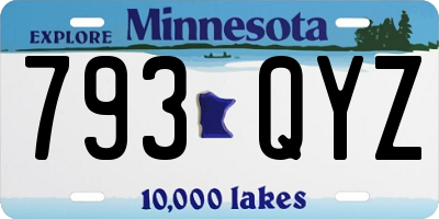 MN license plate 793QYZ