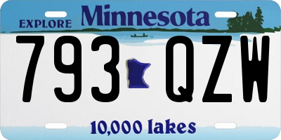 MN license plate 793QZW