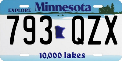 MN license plate 793QZX