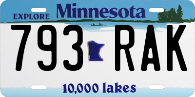 MN license plate 793RAK