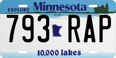 MN license plate 793RAP