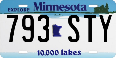 MN license plate 793STY