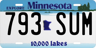 MN license plate 793SUM