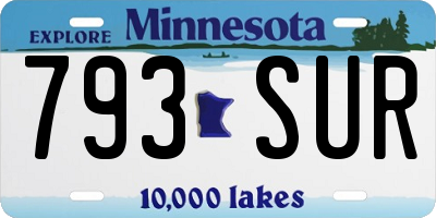 MN license plate 793SUR