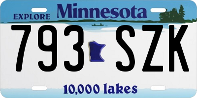 MN license plate 793SZK