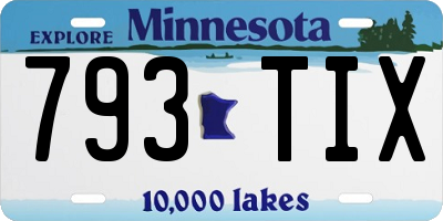MN license plate 793TIX