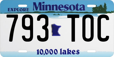 MN license plate 793TOC