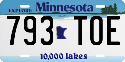 MN license plate 793TOE