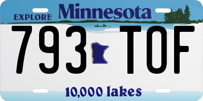 MN license plate 793TOF