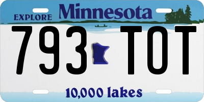MN license plate 793TOT