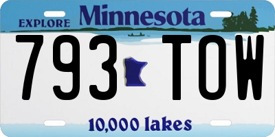 MN license plate 793TOW