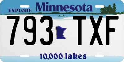 MN license plate 793TXF
