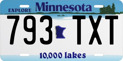 MN license plate 793TXT