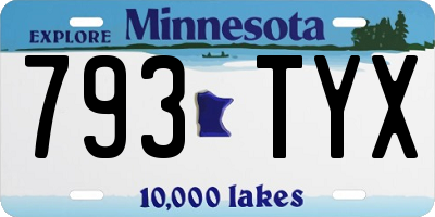 MN license plate 793TYX