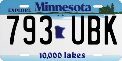 MN license plate 793UBK