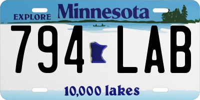 MN license plate 794LAB