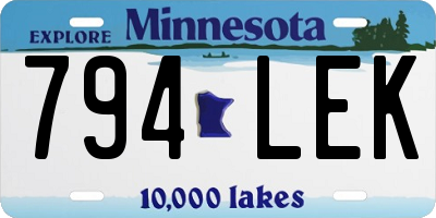 MN license plate 794LEK