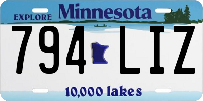 MN license plate 794LIZ