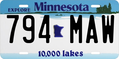 MN license plate 794MAW