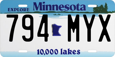 MN license plate 794MYX