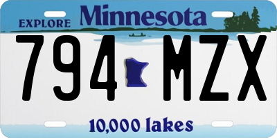 MN license plate 794MZX