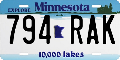 MN license plate 794RAK