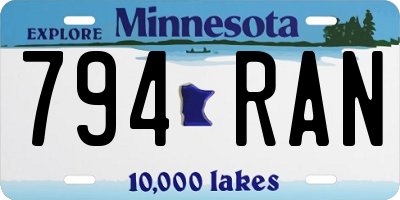 MN license plate 794RAN