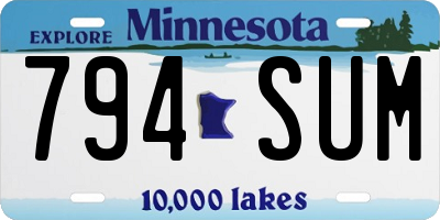 MN license plate 794SUM