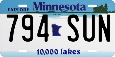 MN license plate 794SUN