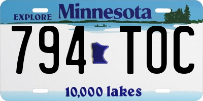 MN license plate 794TOC