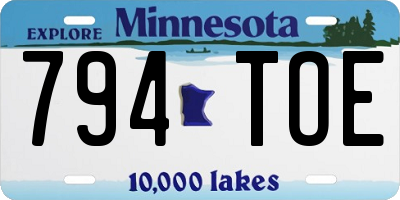 MN license plate 794TOE