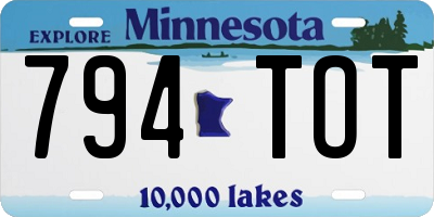 MN license plate 794TOT