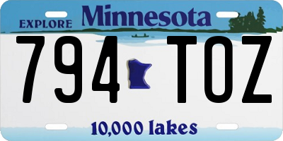 MN license plate 794TOZ