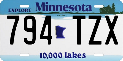 MN license plate 794TZX