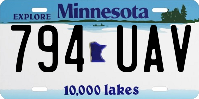 MN license plate 794UAV