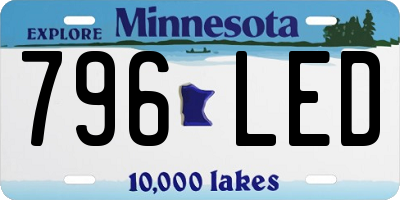 MN license plate 796LED