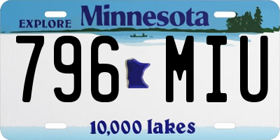 MN license plate 796MIU